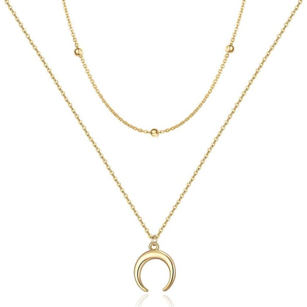 Dainty Layered Choker Necklace, Handmade Y Pendant Necklace Multilayer Bar Disc - Picture 1 of 6